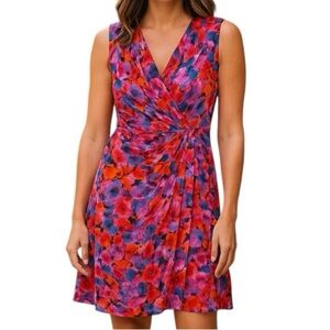 LAUREN Ralph Lauren Waterfall Sheath Floral Sleeveless Midi Dress